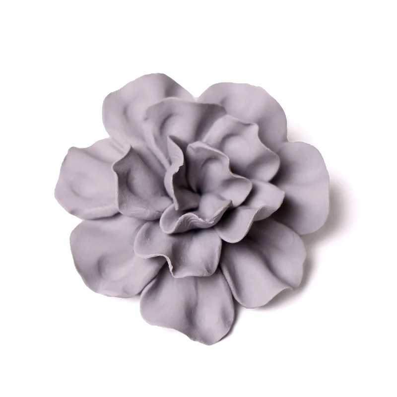 Multi-use wall shelves for books-Ceramic Flower Tabletop Art Matte Grey B