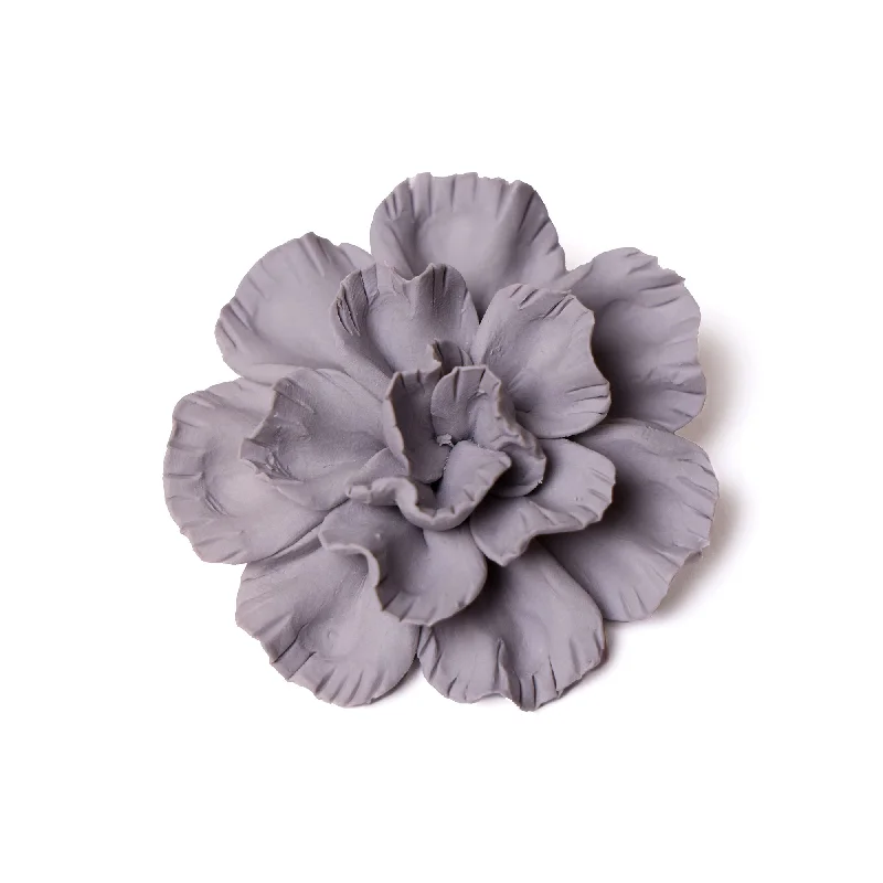 Casual cotton rugs for kitchens-Ceramic Flower Tabletop Art Matte Grey C