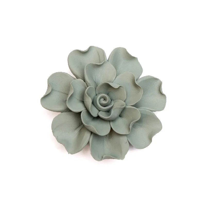 Designer planters with drainage-Ceramic Flower Tabletop Art Matte Olive A