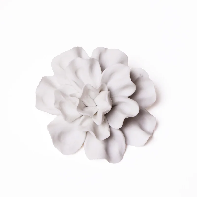 Affordable throw cushions for chairs-Ceramic Flower Tabletop Art Matte White B