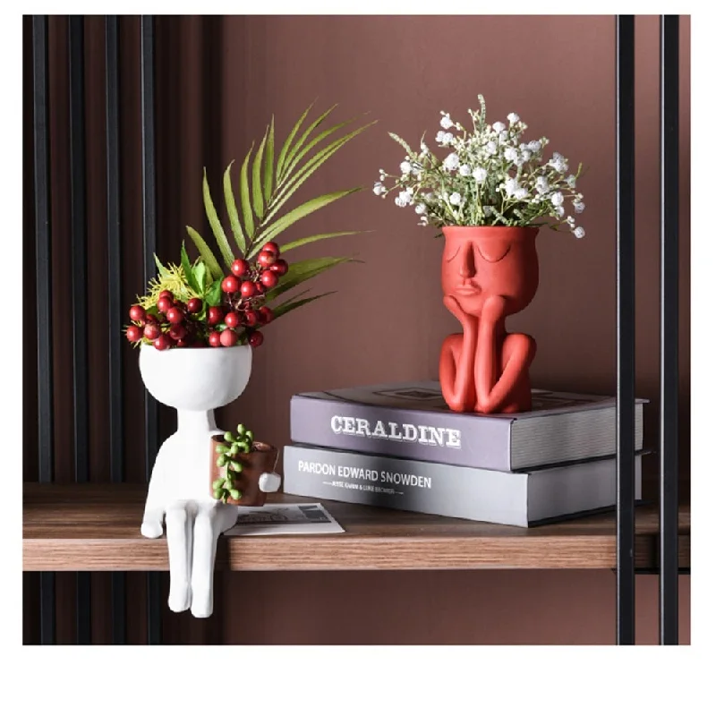 Chic matte wall mirrors-Character Portrait Flower Pot