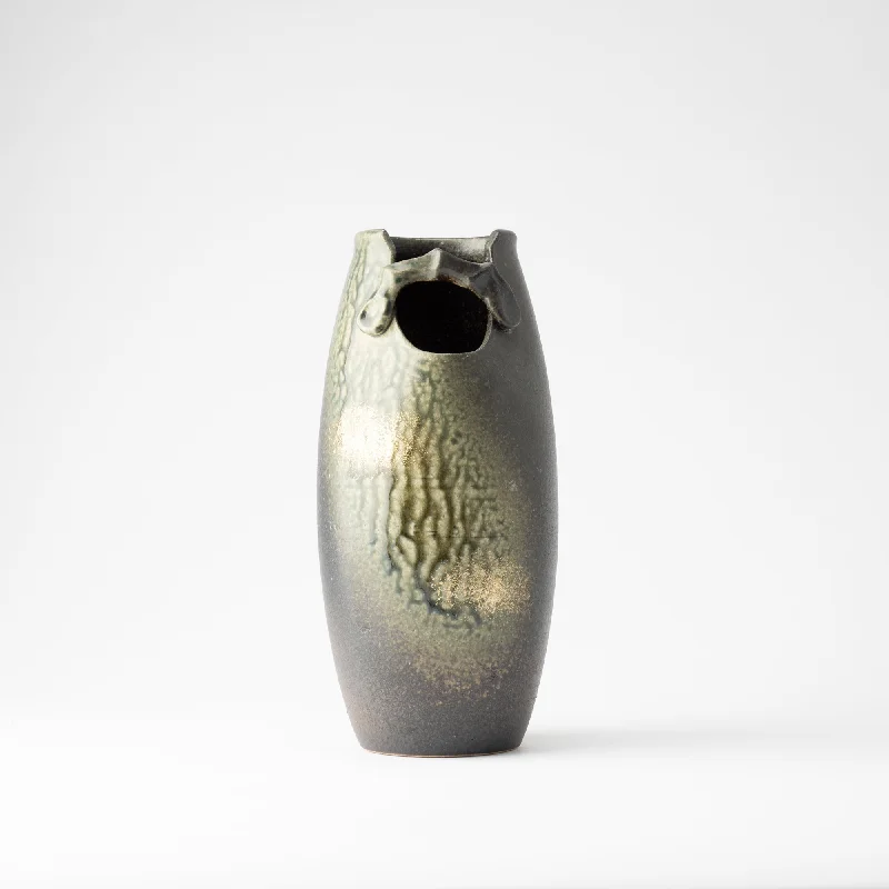 Eco-friendly wooden sculptures-Gold and Bidoro Shigaraki Ware Flower Vase