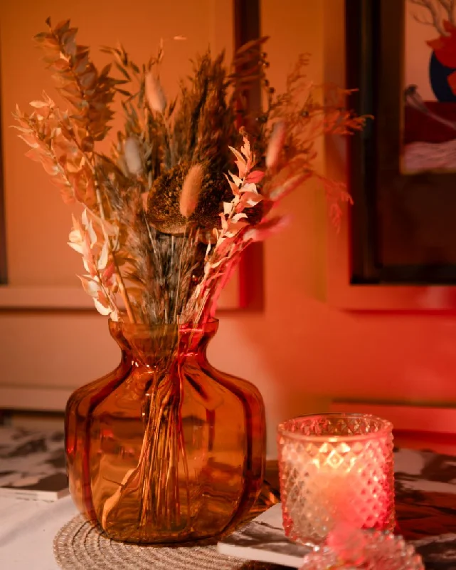 Compact wooden trays for serving-Marigold Charm Glass Vase | 7 x 7 inches