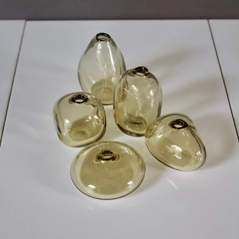 Trendy metallic wall sculptures-Tan Glass Bud Vases set of 5