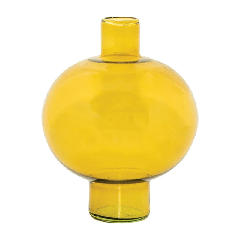 Portable decorative lanterns for patios-Recyled Round Glass Vase | Amber Green