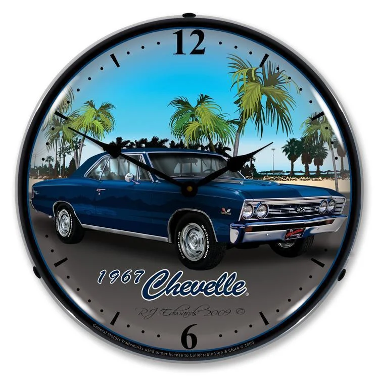 Casual fabric curtains for kids-1967 Chevelle Backlit LED Clock