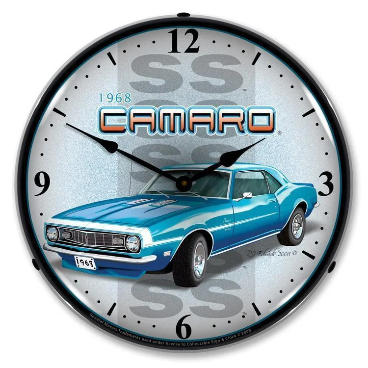 Large decorative mirrors for entryways-1968 SS Camaro Backlit LED Clock