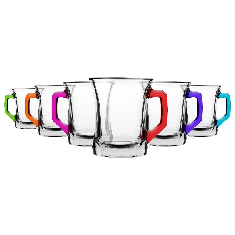 Trendy floral teacups for women-225ml Zen+ Multicolour Glass Coffee Mugs - Pack of Six  - By LAV