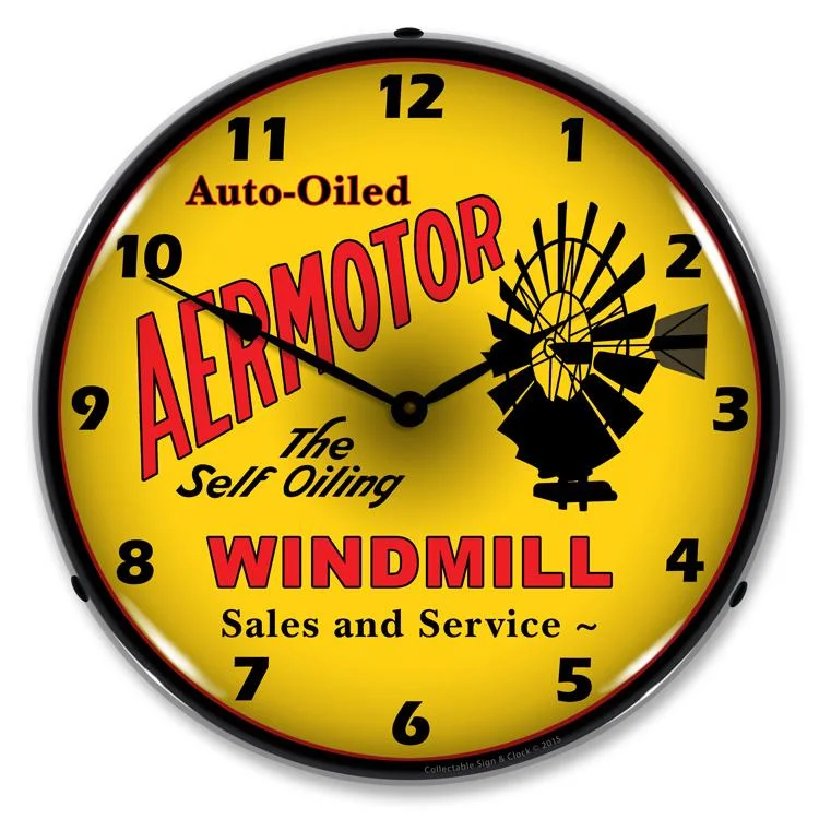 Etched mirrors for bathroom decor-Aermotor Windmill LED Clock