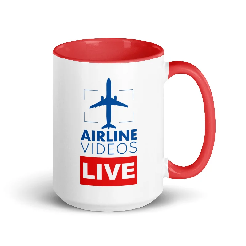 Trendy holographic mugs for women-AIRLINE VIDEOS LIVE Mug with Color Inside