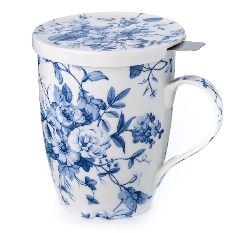 Trendy floral teacups for women-Always in Bloom Tea Mug w/ Infuser and Lid