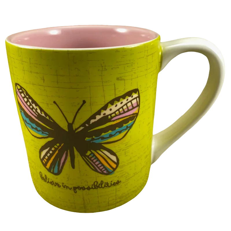 High-quality porcelain cups for guests-Believe In Possibilities All Things Are Possible Where The Heart Is Amylee Weeks Butterfly Mug Enesco NEW