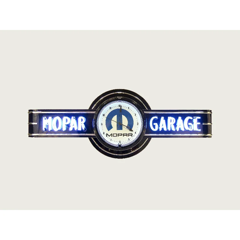 Designer ceiling lights with crystals-Black Mopar Garage Neon Clock Sign