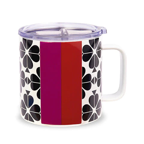 Trendy ombre glass tumblers-Black Spade Flower Stainless Steel Coffee Mug (Kate Spade)