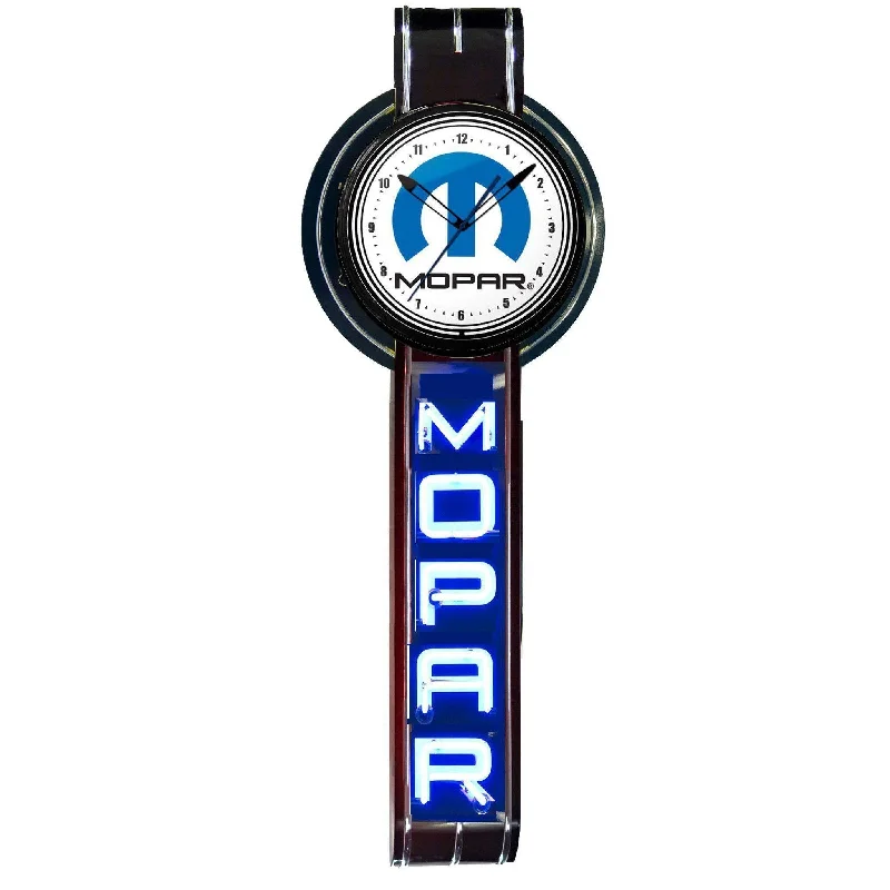 High-quality marble candle holders-Black Vertical Mopar Neon Clock Sign