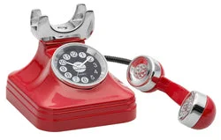 High-quality ceramic vases for plants-C3185RD - Red Old Style Telephone Miniature Clock