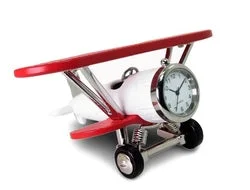 Chic wooden wall clocks-C3569RD/WH - Red & White Plane Miniature Clock