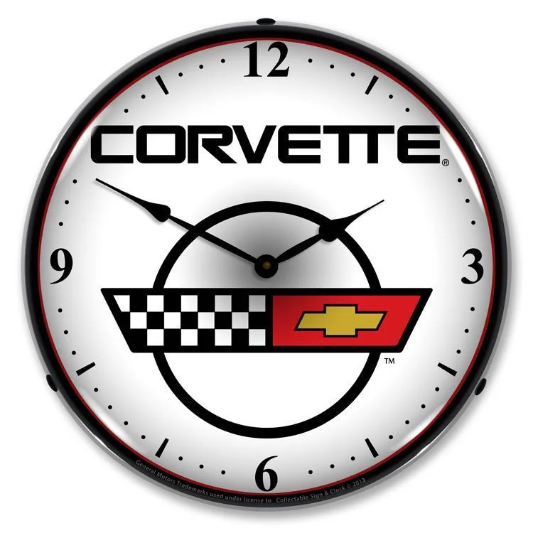 Waterproof outdoor cushions-C4 Corvette Logo LED Clock