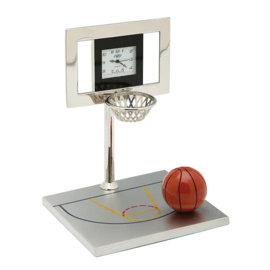 Soft-touch woven throws-C438Sil - Basketball Hoop Miniature Clock