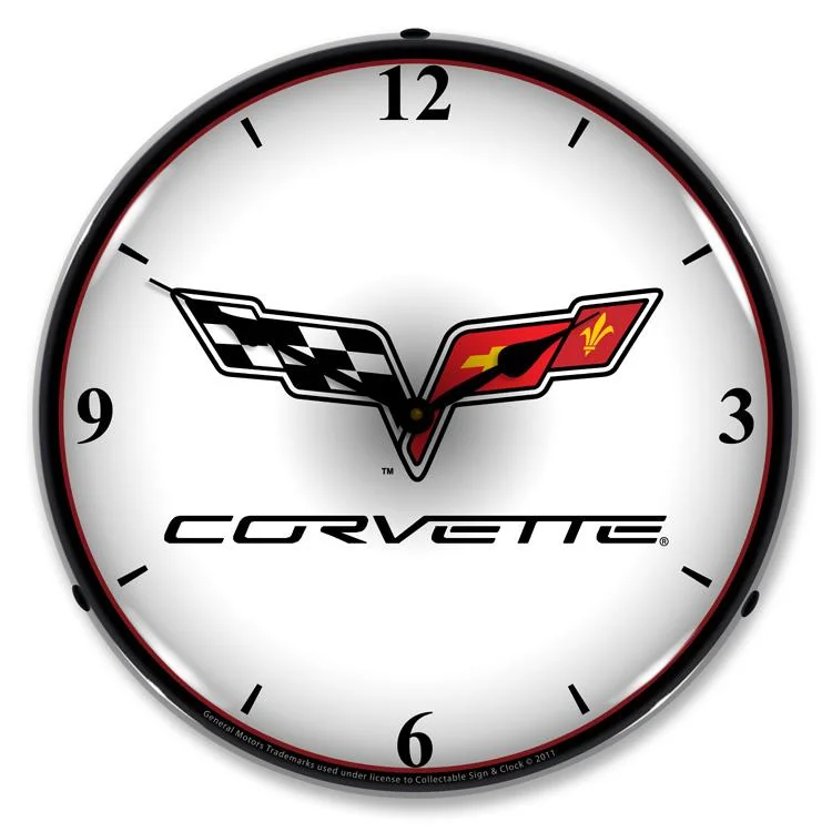 Mini wall art for bathrooms-C6 Corvette LED Clock