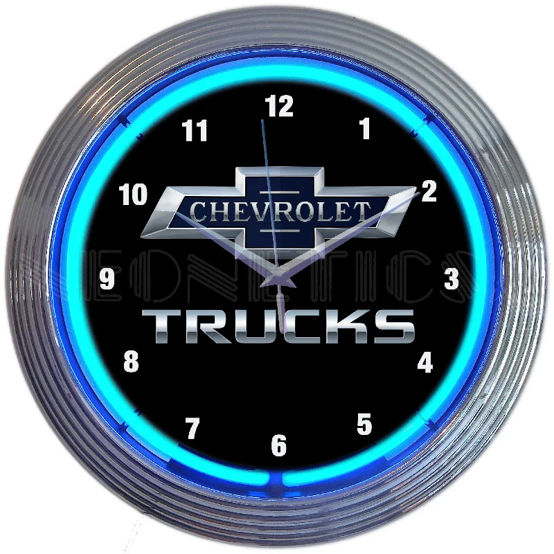 Stylish pendant lights for kitchens-Chevy Trucks 100th anniversary Blue Neon Clock