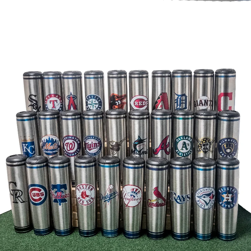 Portable water cups with straws-Choose your MLB Team Logo Metal Dugout Mug