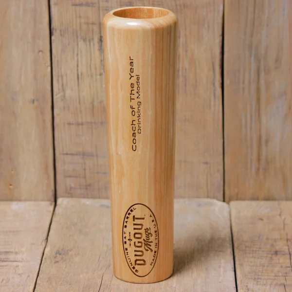 Lightweight mugs for office use-Coach of the Year Drinking Model Dugout Mugs® | Baseball Bat Mug