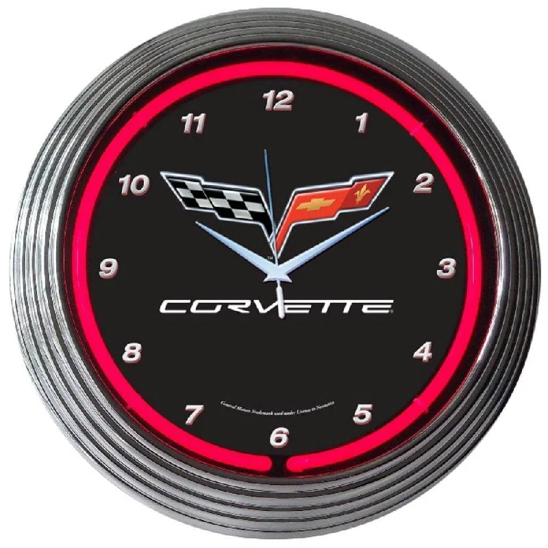 Lightweight decorative trays for coffee tables-Corvette C6 Neon Clock