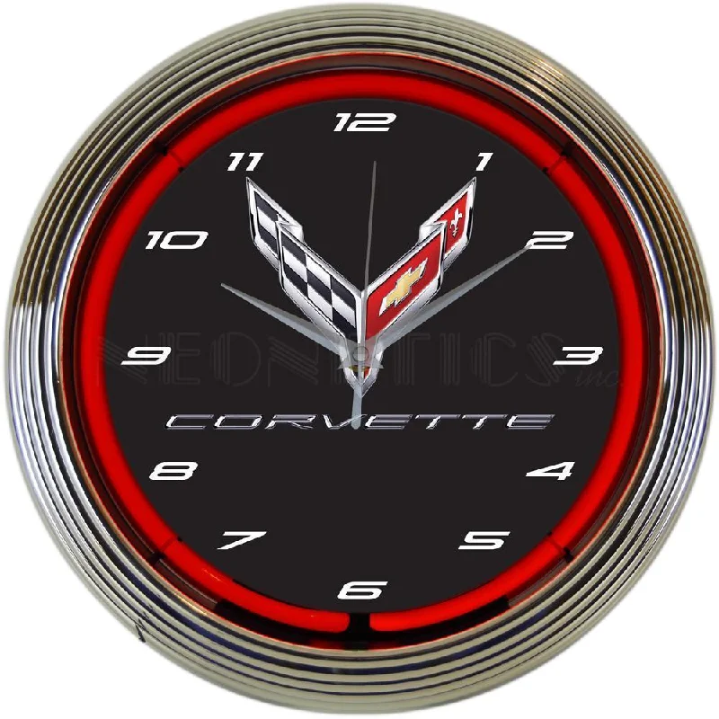 Mini wall art for bathrooms-Corvette C8 Next Generation Neon Clock