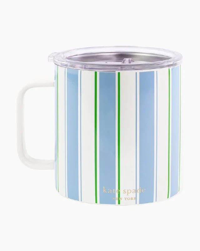 Soft plastic mugs for outdoor use-Daisy Stripe Stainless Steel Coffee Mug (Kate Spade)