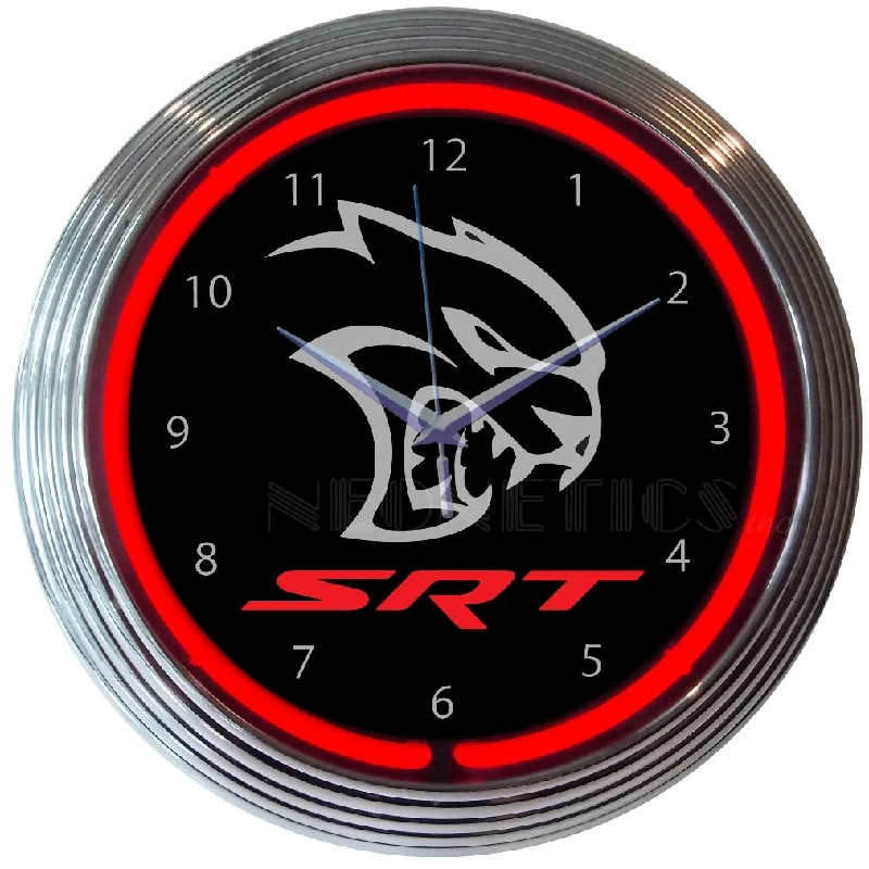 Portable decorative lanterns for patios-Dodge Hellcat SRT Neon Clock