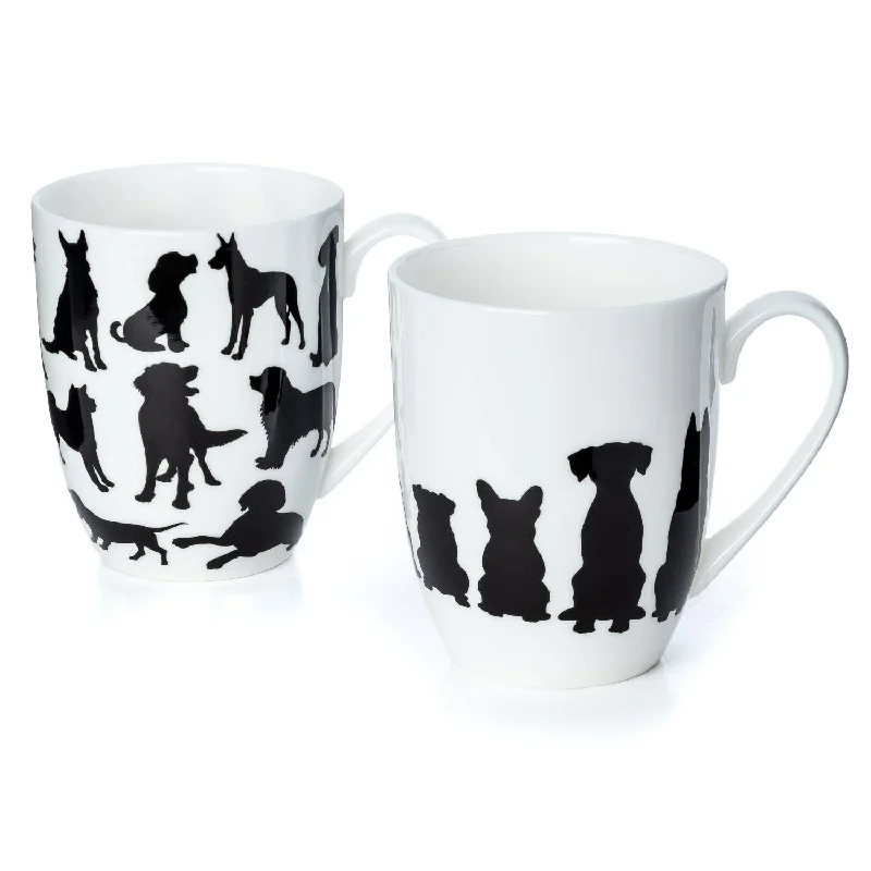 Chic insulated mugs with lids-Dog Silhouette Mug Pair | NEW FOR 2024