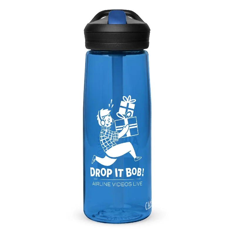 Designer glass mugs with handles-DROP IT BOB! (BLUE) Sports water bottle