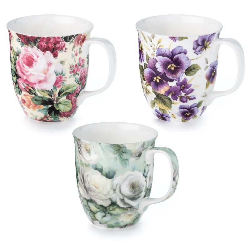 Chic stainless steel mugs with lids-Floral Chintz 3 Mug Bundle