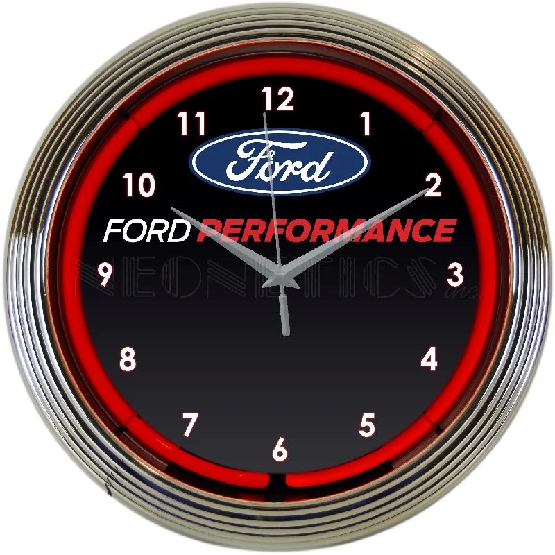 Mini wall art for bathrooms-Ford Performance Neon Clock