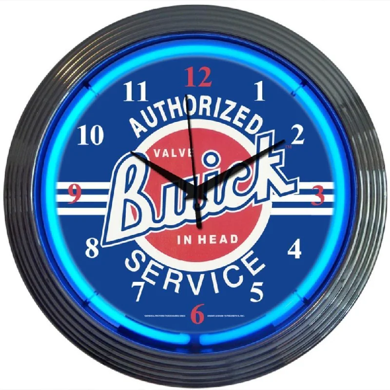 Vintage-inspired wall clocks-GM Buick Service Neon Clock