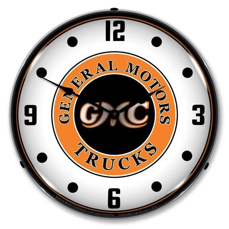 Eco-friendly wooden sculptures-GMC Trucks Backlit LED Clock