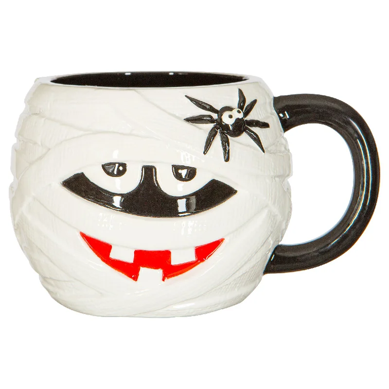 Designer ceramic cups with lids-Halloween Mummy Spider Stoneware Mug - By Fax Potato