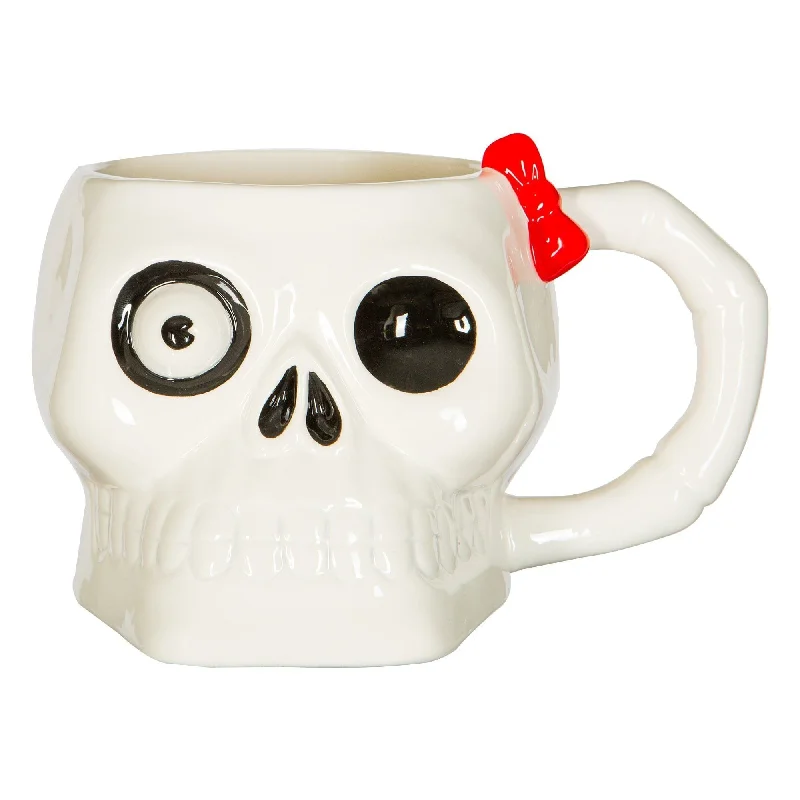 Small stainless steel tumblers-Halloween Skull Stoneware Mug - By Fax Potato