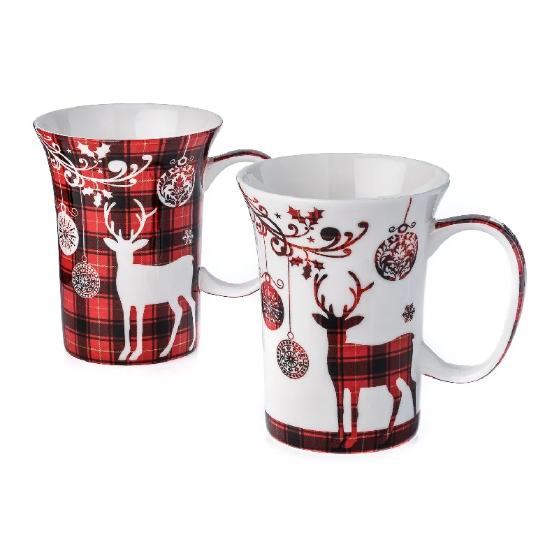 Waterproof stainless steel tumblers-Holiday Reindeer Mug Pair