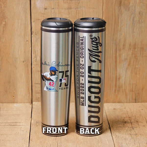 High-quality porcelain tumblers-Jackie Robinson's 75th Year Anniversary Stainless Dugout Mug® | Metal Baseball Bat Mug