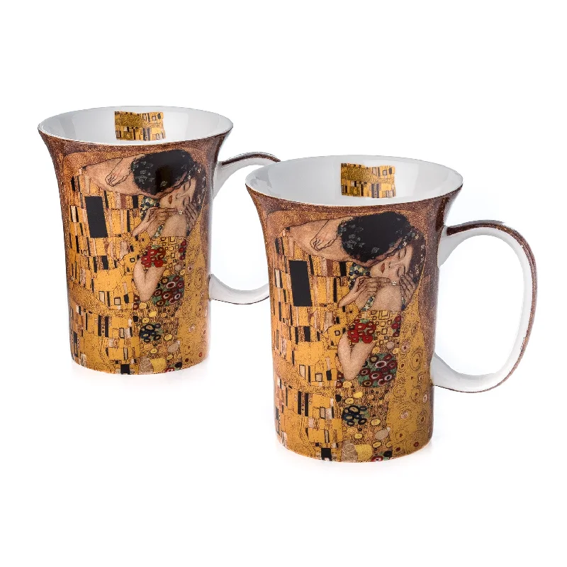 Elegant insulated cups for tea-Klimt The Kiss set of 2 Mugs