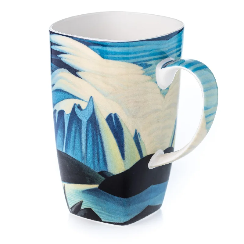 Soft-touch ceramic tumblers for home-Harris Lake and Mountains Grande Mug