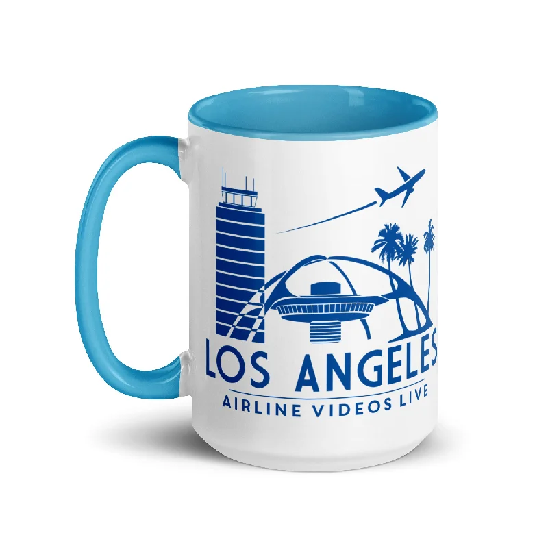 Boho-style ceramic cups for tea-LOS ANGELES RETRO Mug with Color Inside