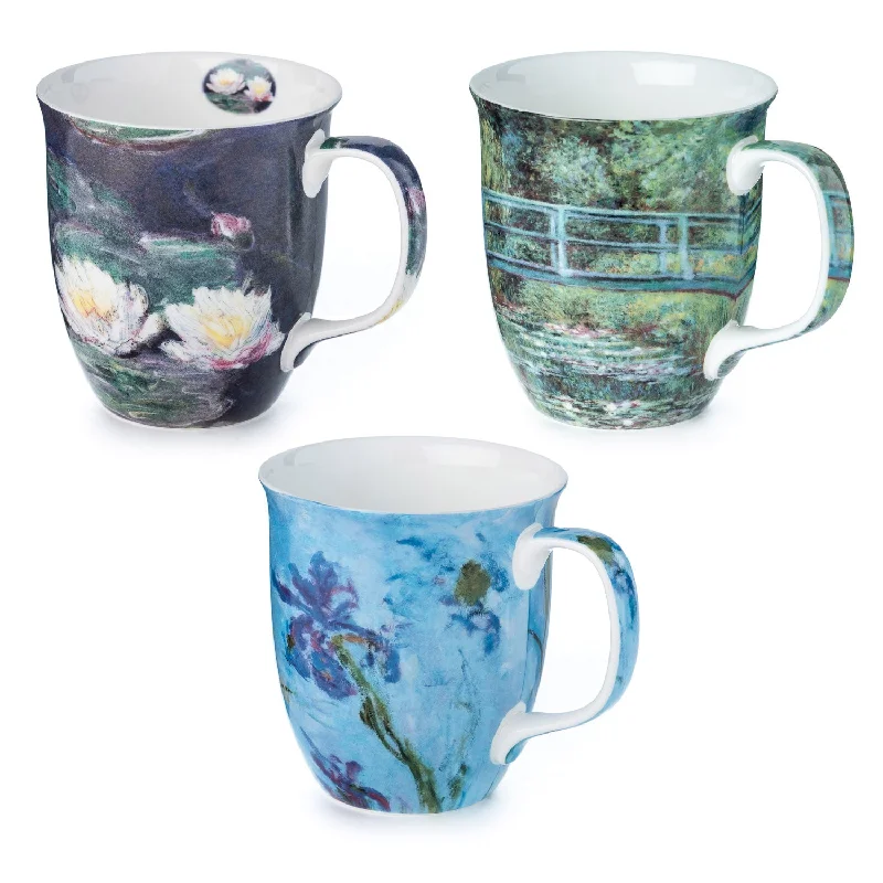 Stackable ceramic cups for storage-Monet 3 Mug Bundle