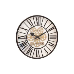 Etched mirrors for bathroom decor-NeXtime WILLIAM Wall Clock, Glass and Metal, Decorative Gears, 3283WI