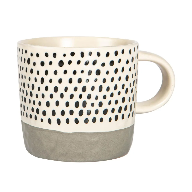 Chic stainless steel mugs with lids-385ml Colour Block Spot Portuguese Stoneware Coffee Mug - By Nicola Spring