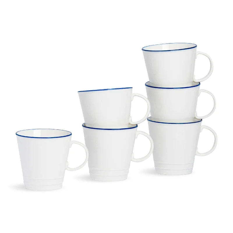 Lightweight mugs for office use-350ml Farmhouse White Porcelain Coffee Mugs - Pack of Six - By Nicola Spring