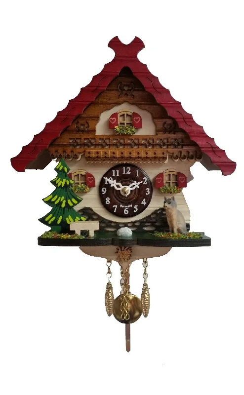 High-quality ceramic vases for plants-2056PQ - Novelty Chalet Cuckoo Clock with Cat & Tree