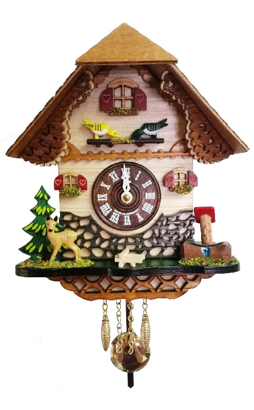 Large woven baskets for storage-2059PQ - Novelty Chalet Cuckoo Clock with Moving Birds & Deer